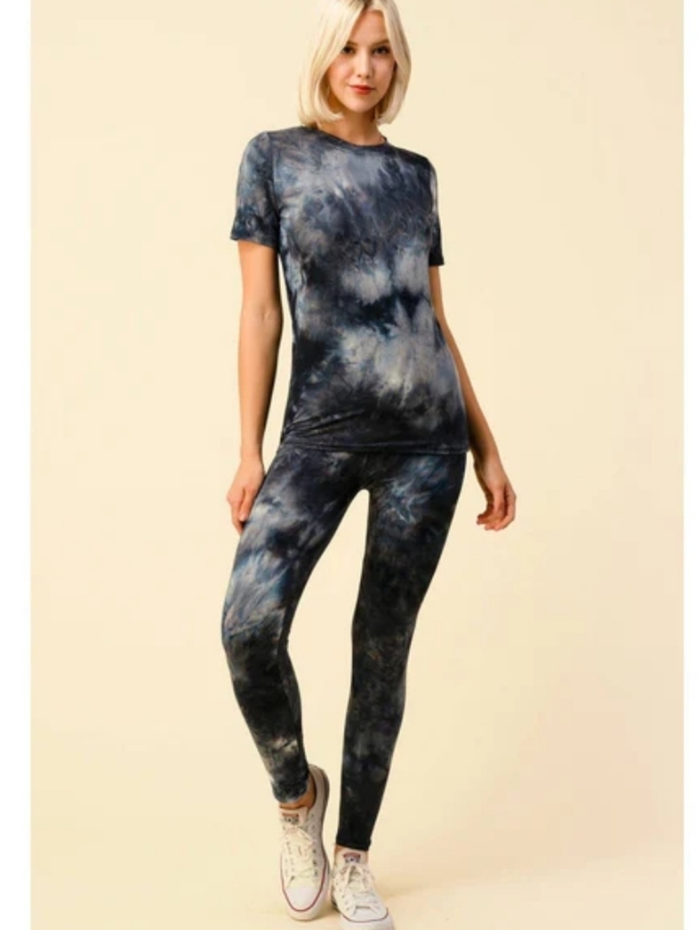 NWT Navy, Gray & White BUTTERY SOFT Tie Dye Lounge Sleep Set